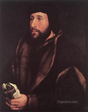ハンス・ホルバイン一世 Painting - 手袋と手紙を持つ男の肖像 ルネサンス ハンス・ホルバイン二世